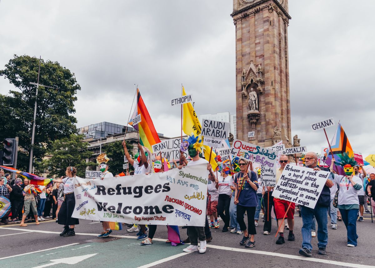 Rainbow Refugees NI leading Belfast Pride 2022 by Brendan Harkin